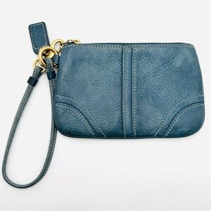 Vintage Coach Soho Y2K Blue Leather Wristlet Mini Pouch Bag